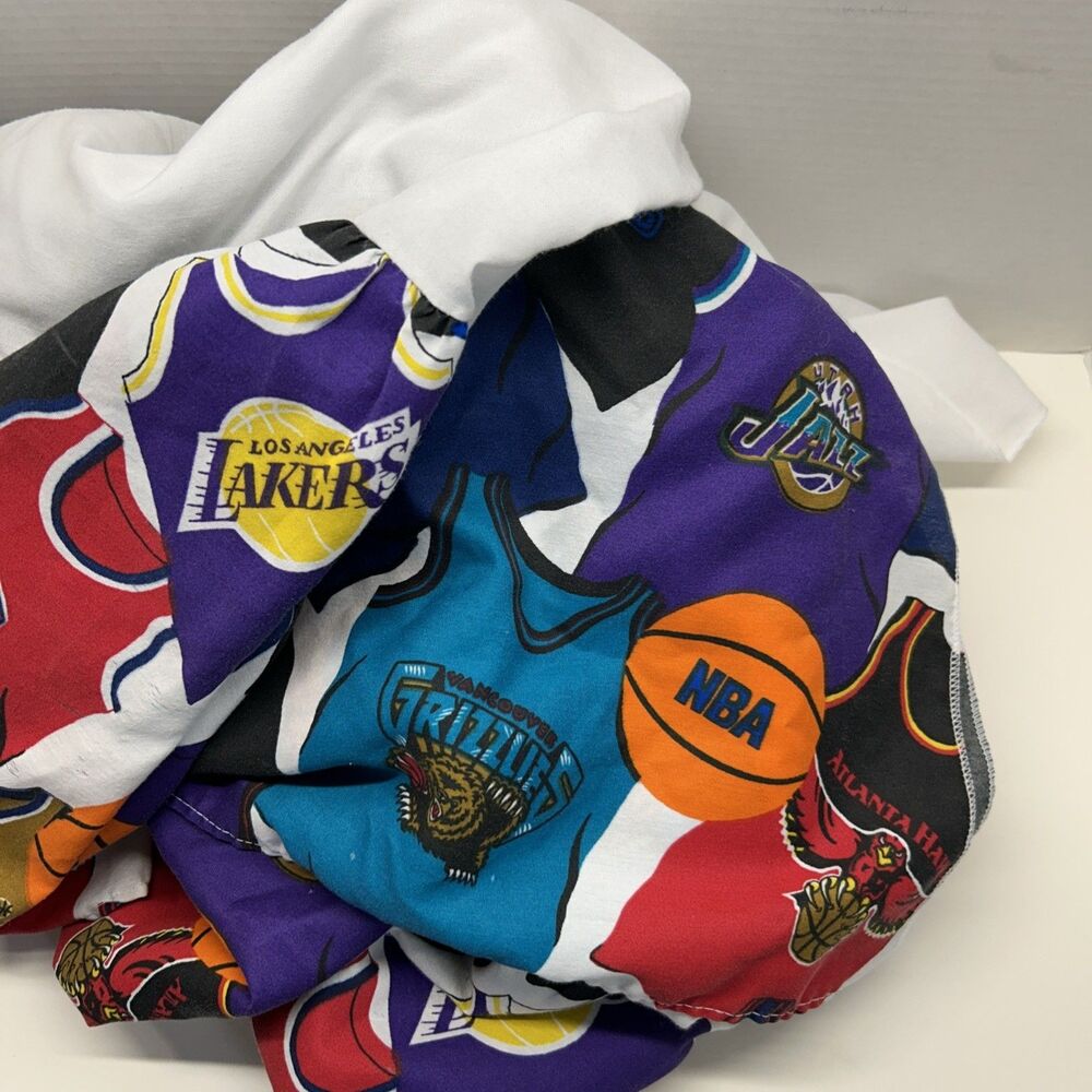 NBA Basketball Jerseys Teams Twin Bed Skirt Dust Ruffle Fabric 90’s Retro Vtg - Picture 3 of 4